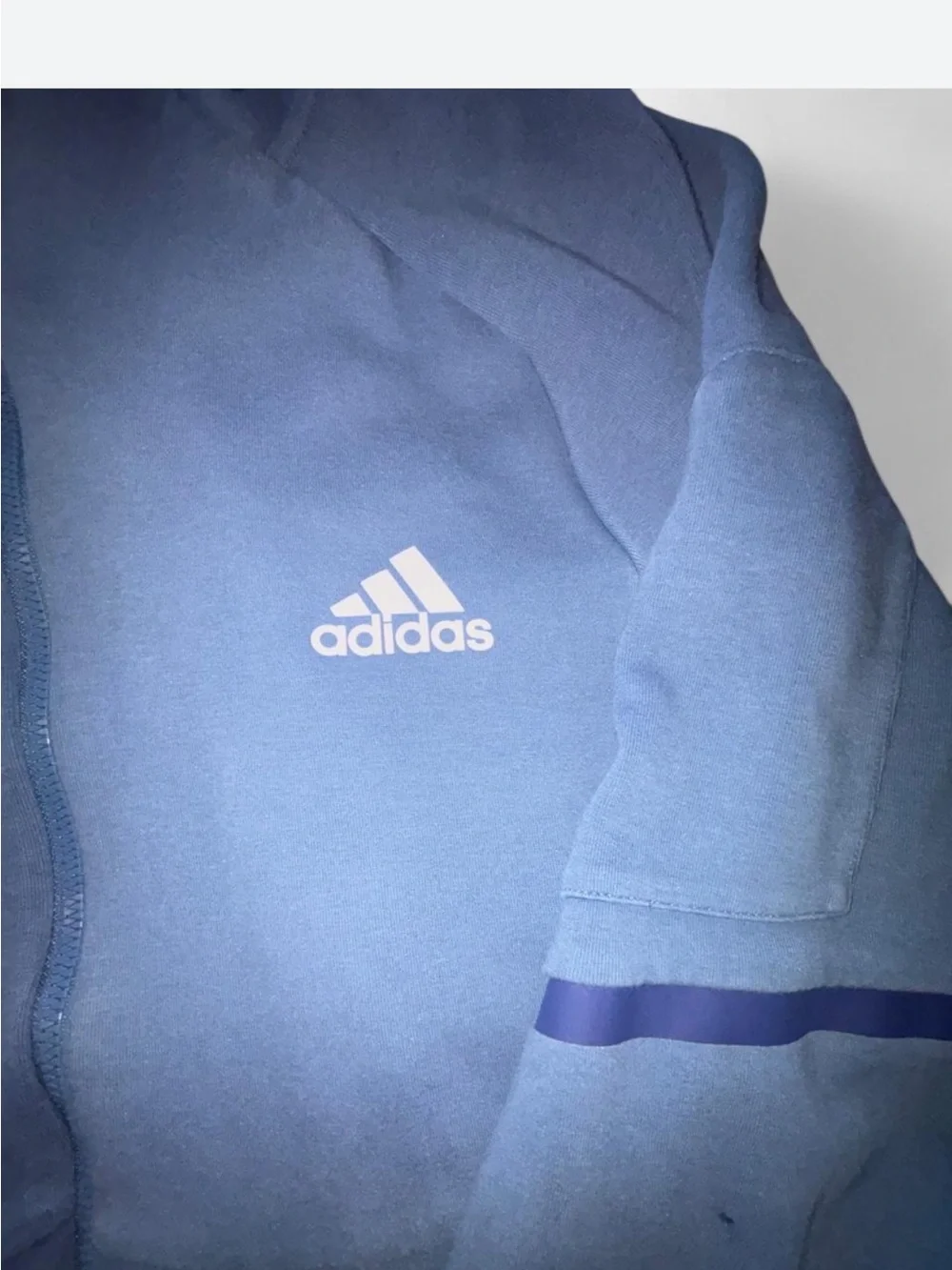 adidas Sky Blue Full-Zip Hoodie with Bulldogs Embroidery